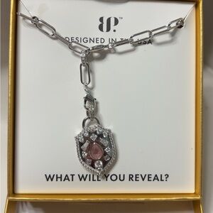 Gem Society Pendant- Stunning Pink and Silver Shield Necklace